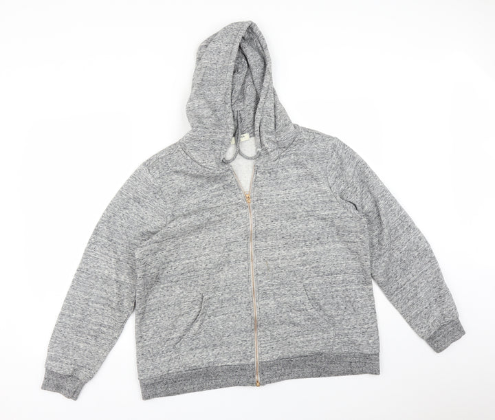 Papaya Womens Grey Cotton Full Zip Hoodie Size L