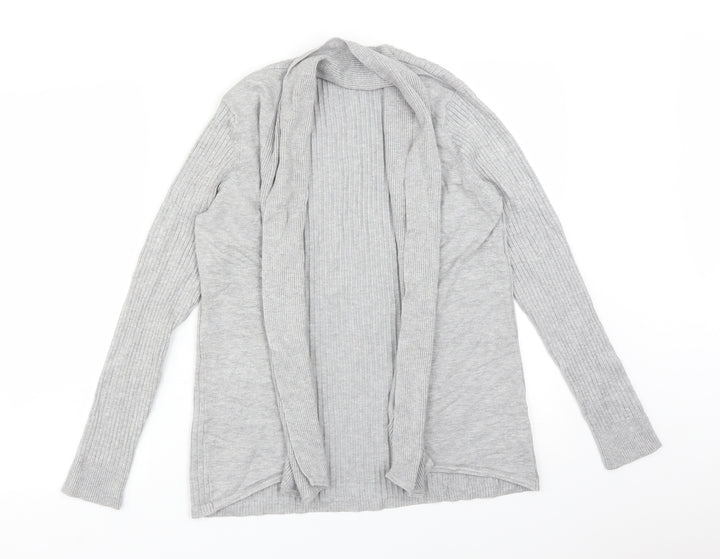 M&Co Womens Grey Striped Viscose Cardigan Jumper Size 14