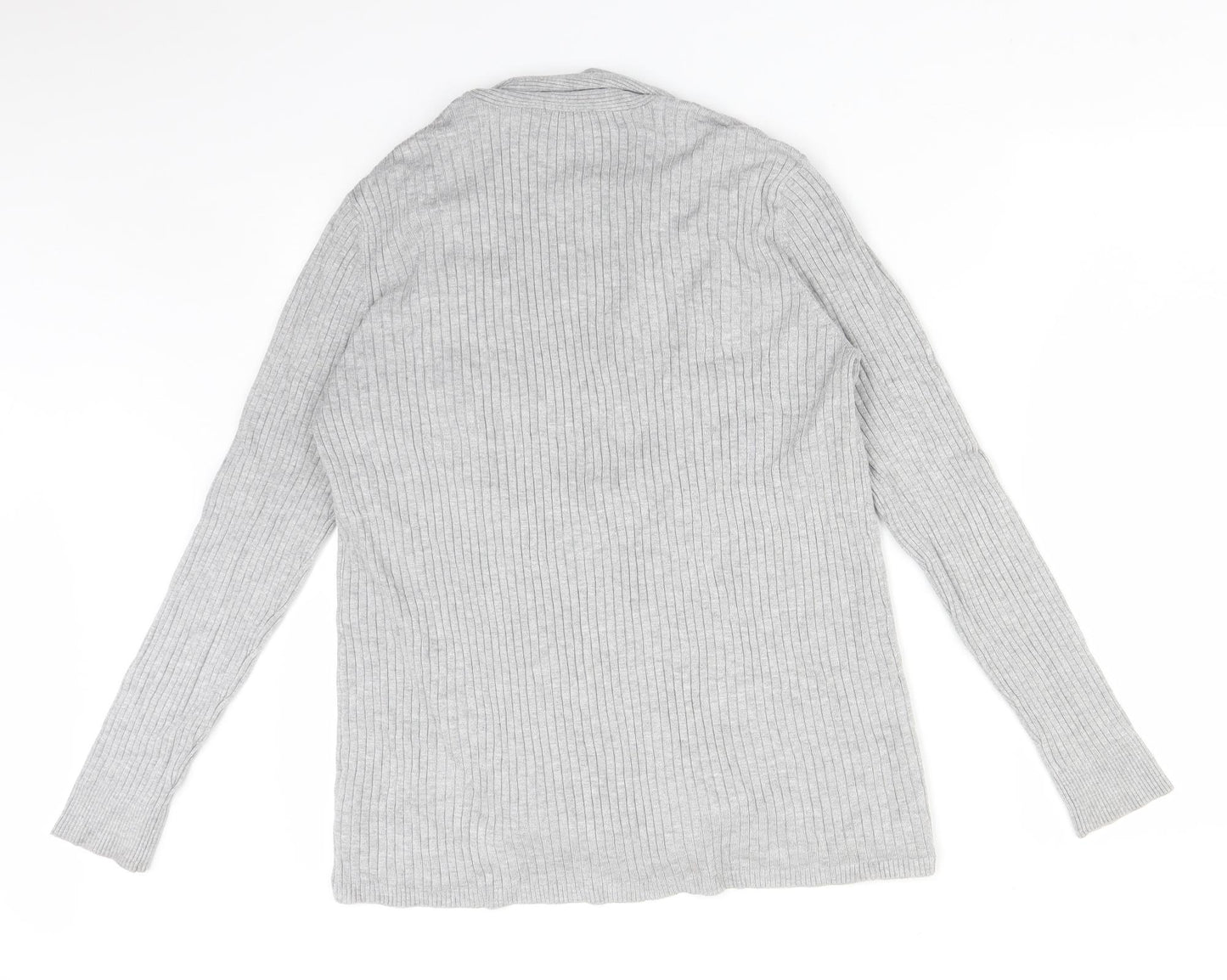 M&Co Womens Grey  Striped Viscose Cardigan Jumper Size 14