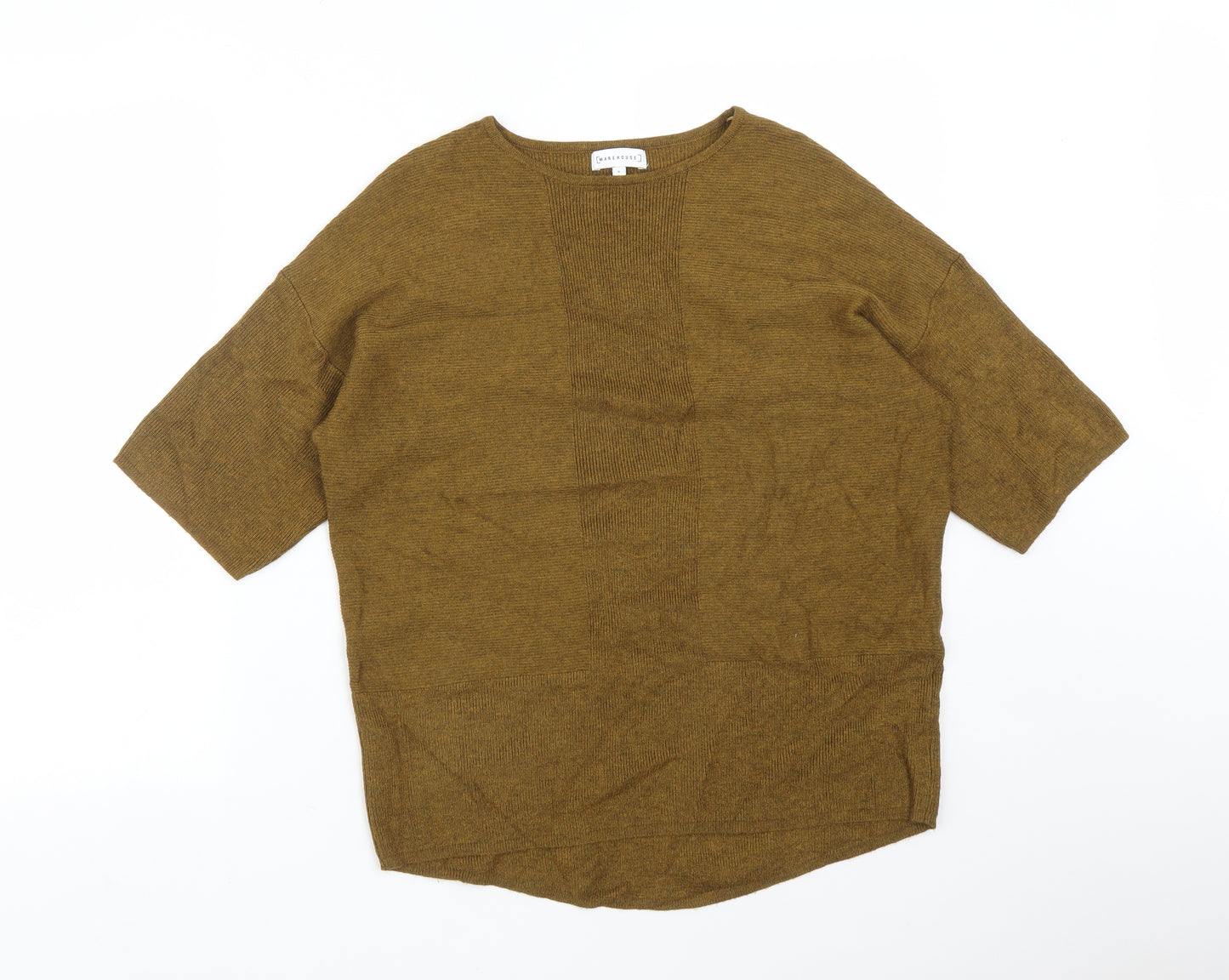 Warehouse Womens Green  Viscose Basic T-Shirt Size 8 Round Neck