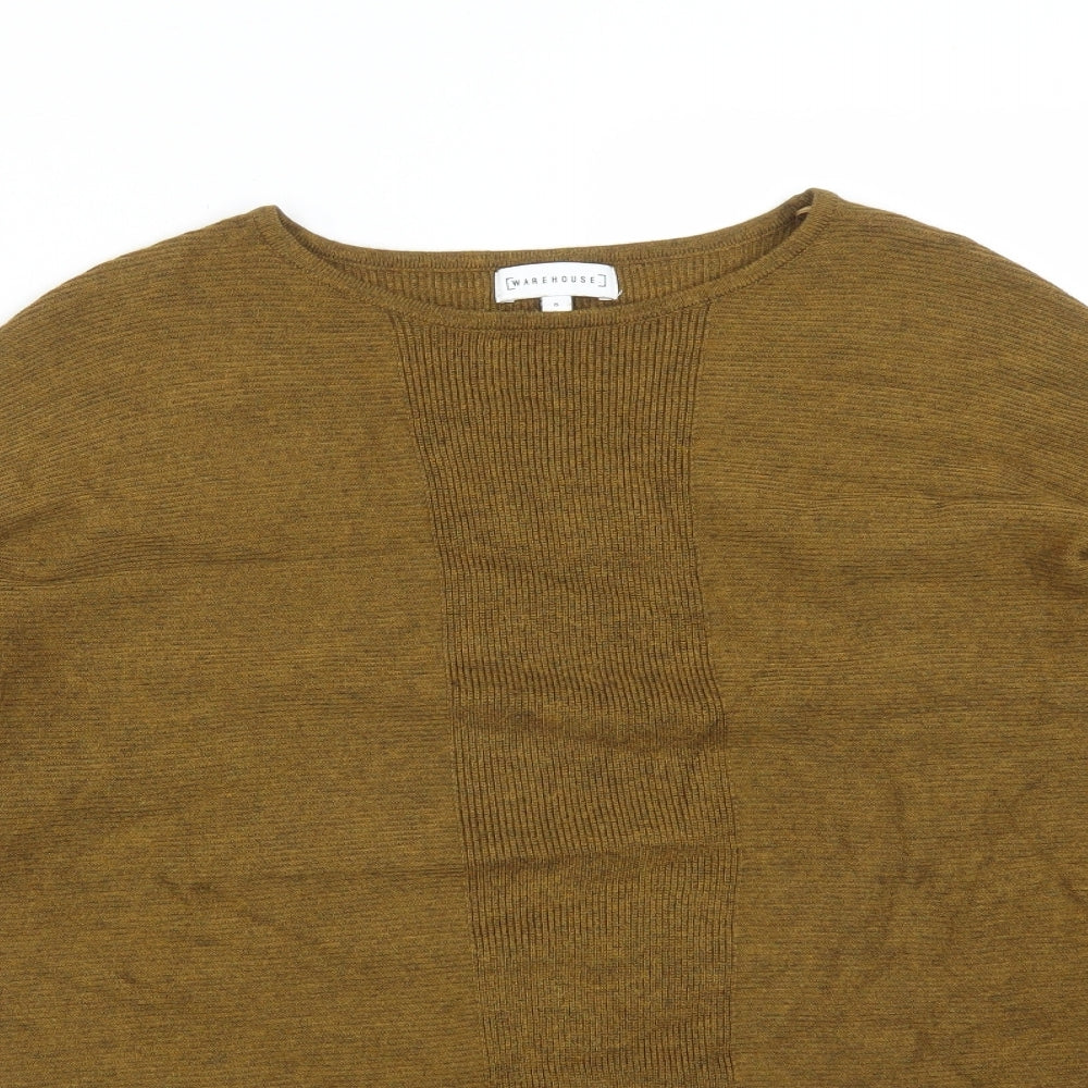 Warehouse Womens Green  Viscose Basic T-Shirt Size 8 Round Neck