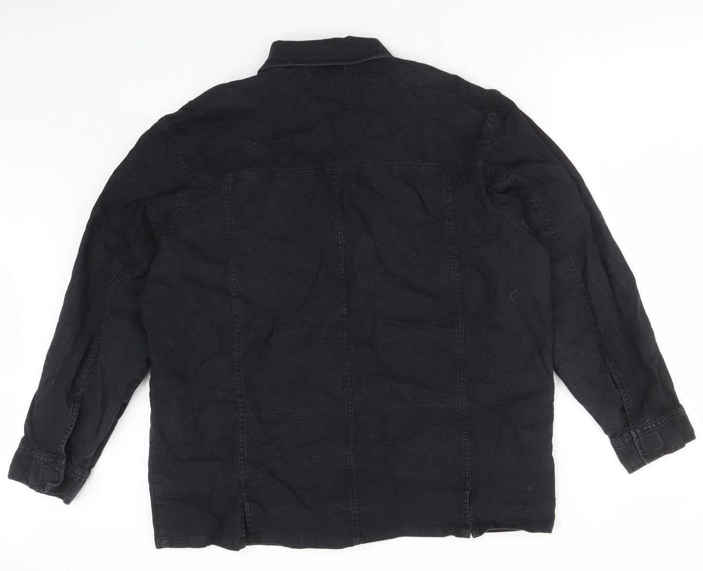 I C C C Mens Black  Linen  Button-Up Size XL Collared