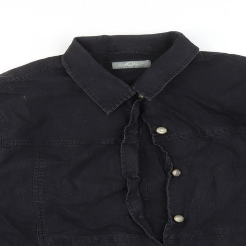 I C C C Mens Black  Linen  Button-Up Size XL Collared