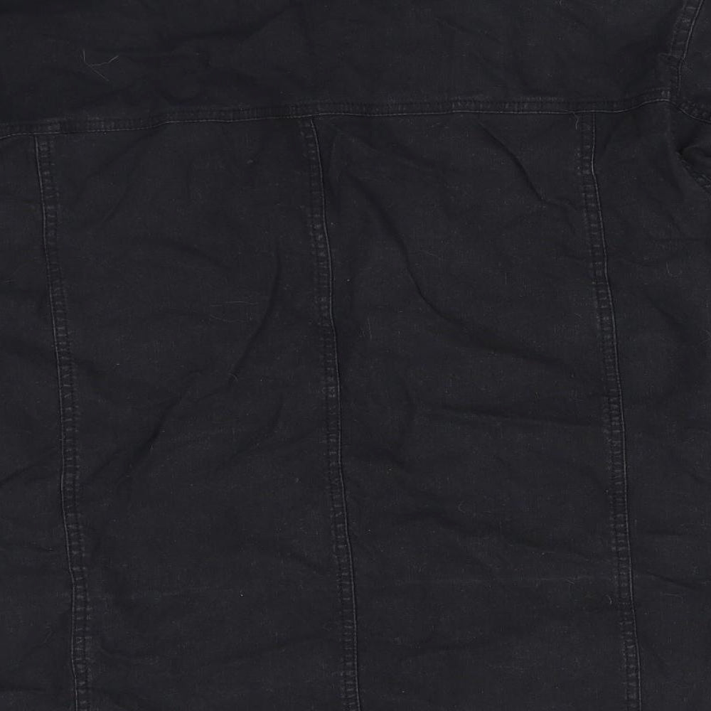 I C C C Mens Black  Linen  Button-Up Size XL Collared