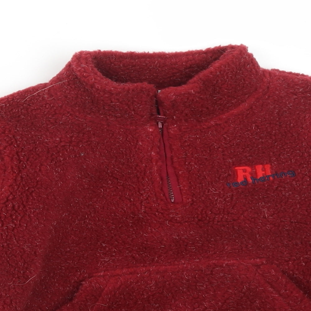 Red Herring Boys Red High Neck  Acrylic Pullover Jumper Size 2-3 Years