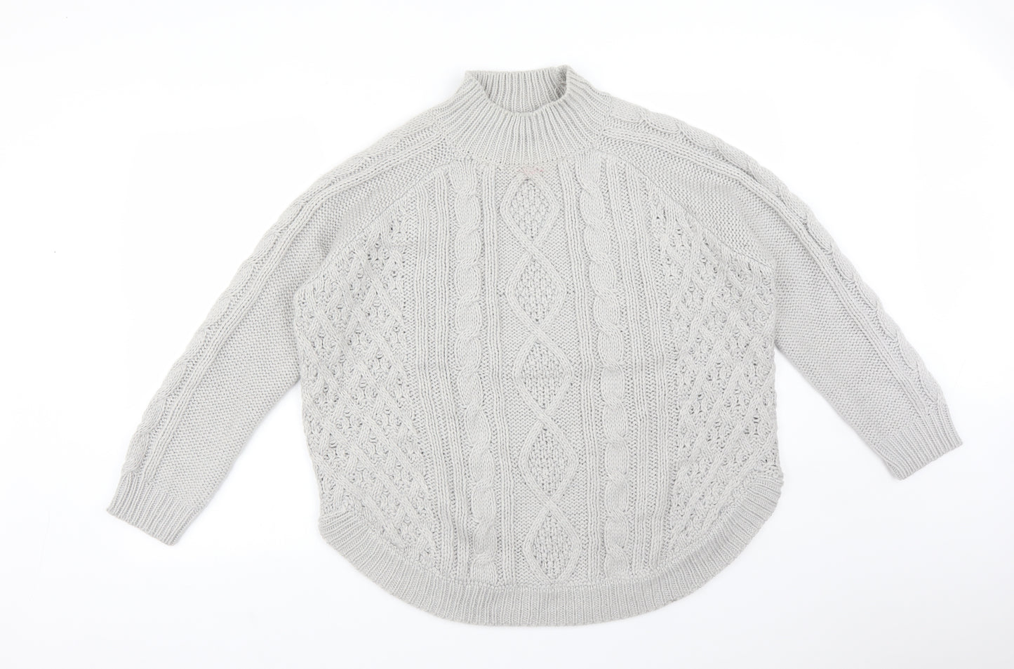 TU Womens Grey High Neck Argyle/Diamond Acrylic Pullover Jumper Size 14