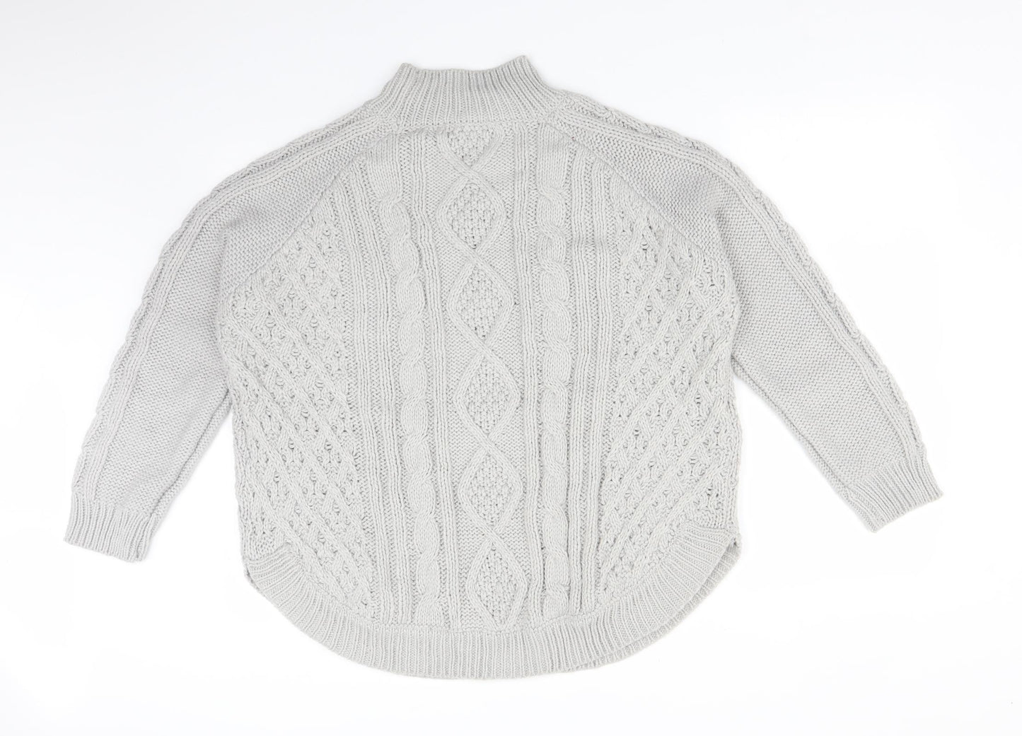 TU Womens Grey High Neck Argyle/Diamond Acrylic Pullover Jumper Size 14