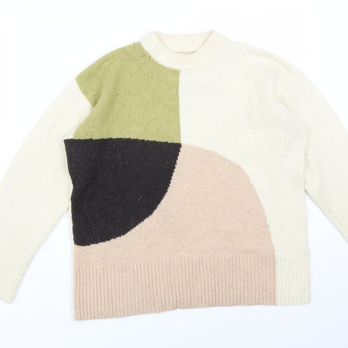 M&S Womens Multicoloured Colourblock Cotton Pullover Sweatshirt Size 10