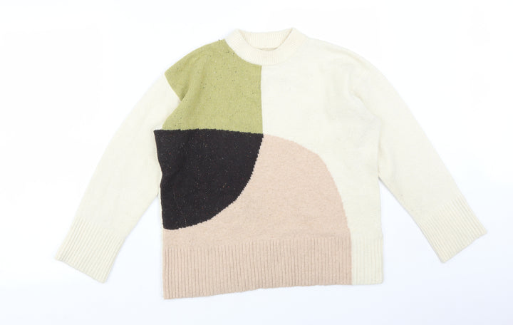 M&S Womens Multicoloured Colourblock Cotton Pullover Sweatshirt Size 10
