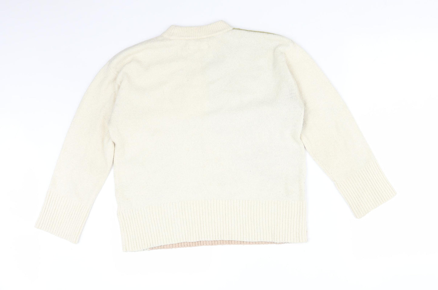 M&S Womens Multicoloured Colourblock Cotton Pullover Sweatshirt Size 10