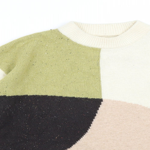 M&S Womens Multicoloured Colourblock Cotton Pullover Sweatshirt Size 10