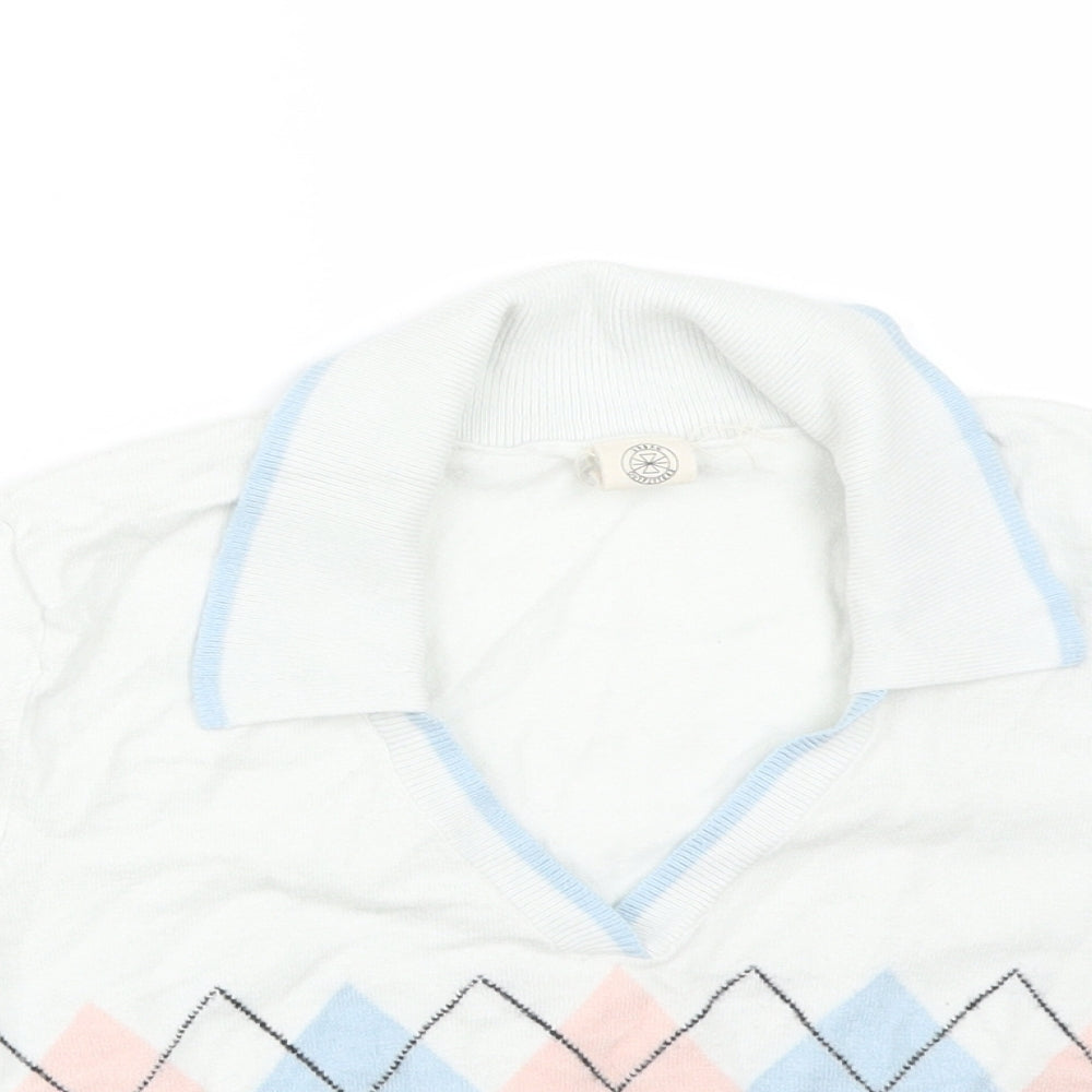 Urban Outfitters Womens Multicoloured Argyle/Diamond Viscose Cropped Polo Size M V-Neck