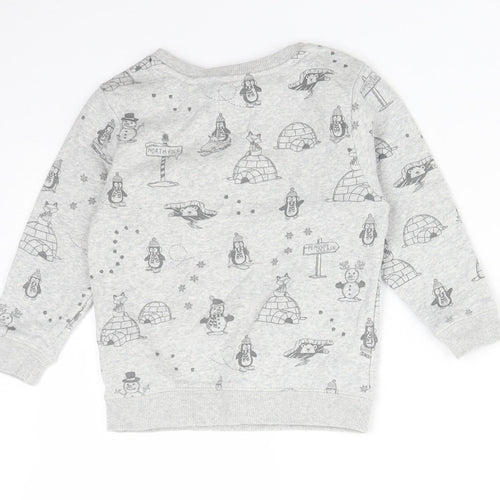 George Boys Grey  Cotton Pullover Sweatshirt Size 2-3 Years   - NORTH POLE. SNOWMAN. PENGUIN