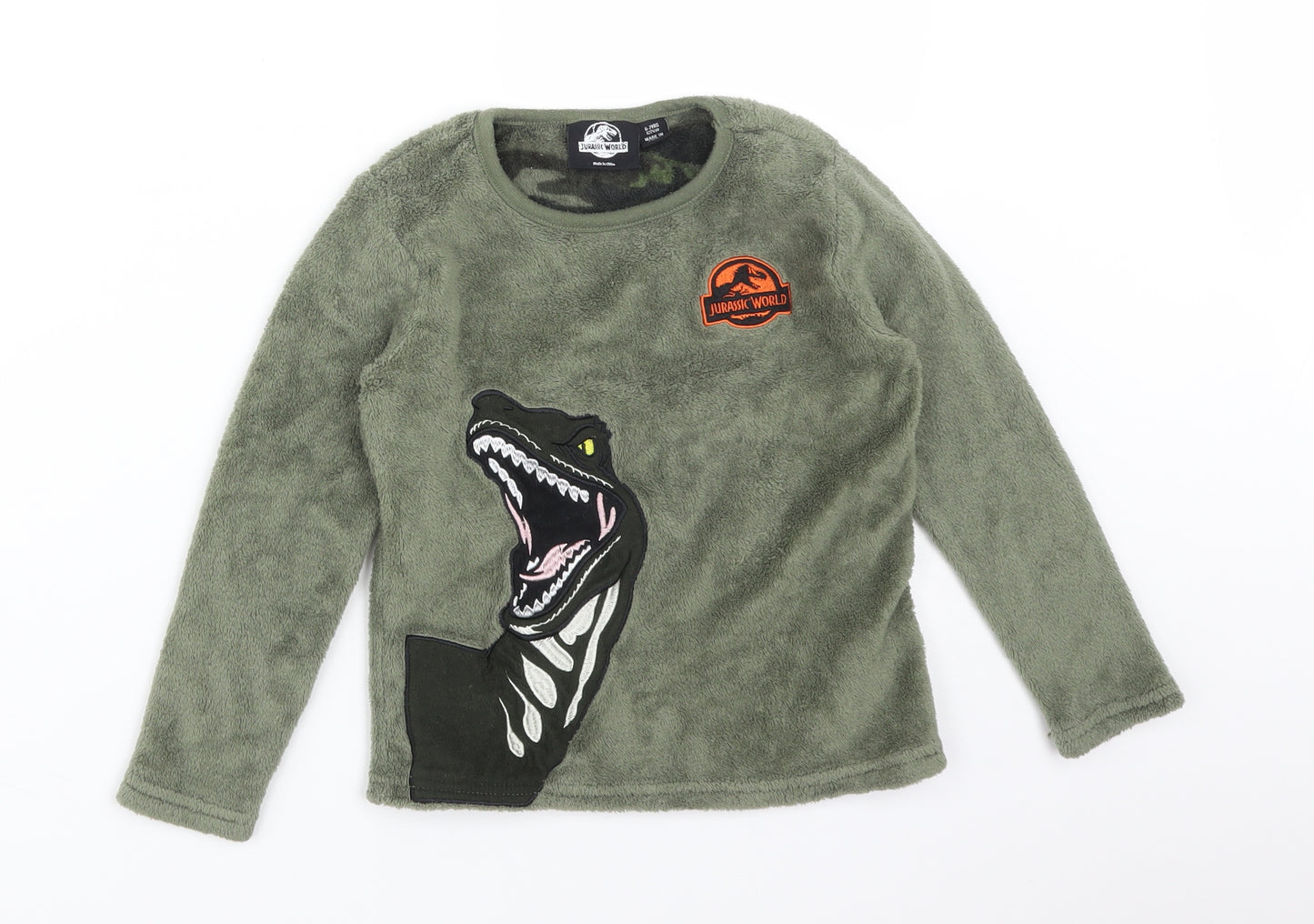 Jurassic World Boys Green Solid Polyester  Pyjama Top Size 6-7 Years   - DINOSAURS
