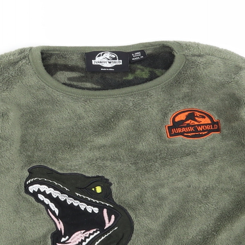 Jurassic World Boys Green Solid Polyester  Pyjama Top Size 6-7 Years   - DINOSAURS