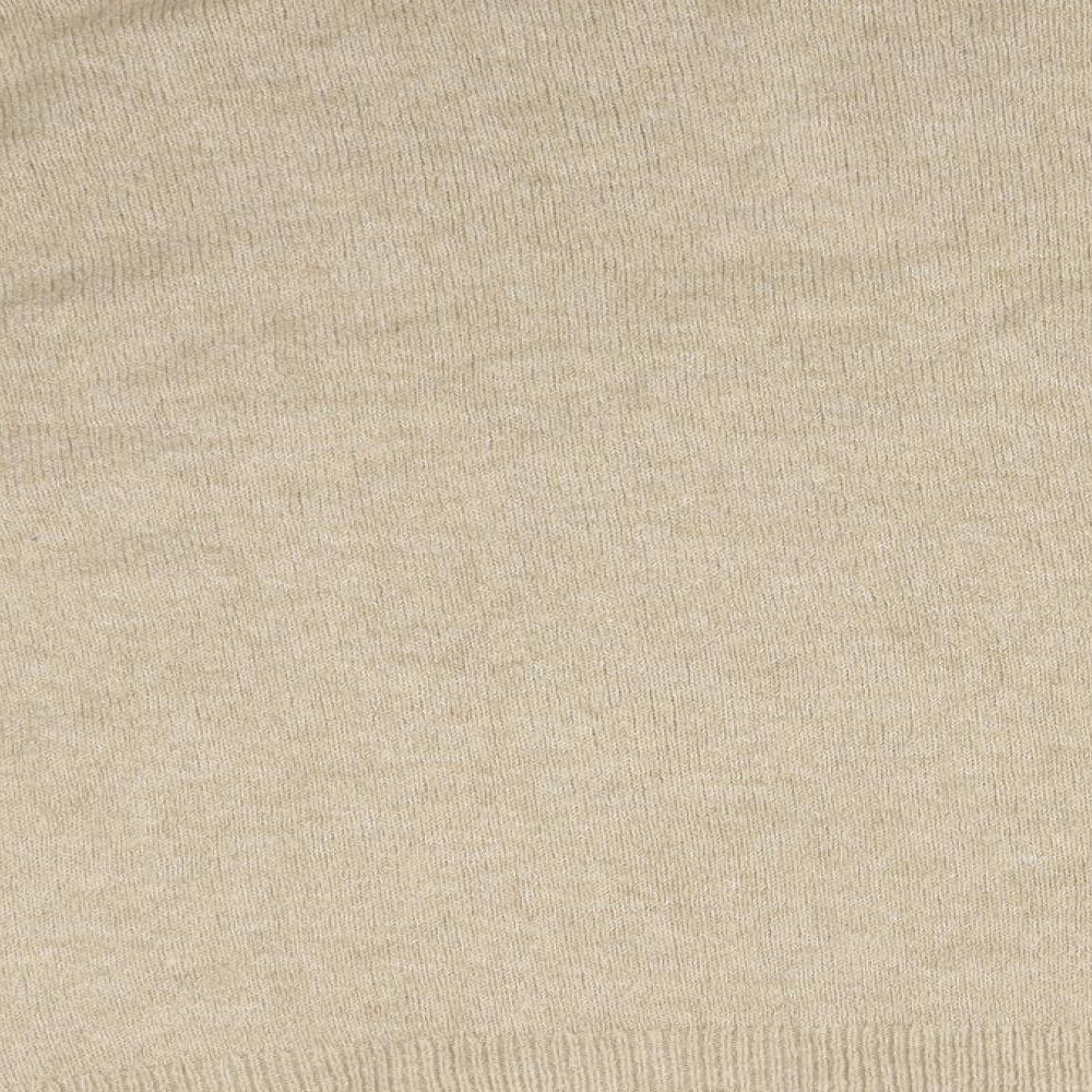 Dorothy Perkins Womens Beige  Acrylic Basic T-Shirt Size 12 Mock Neck