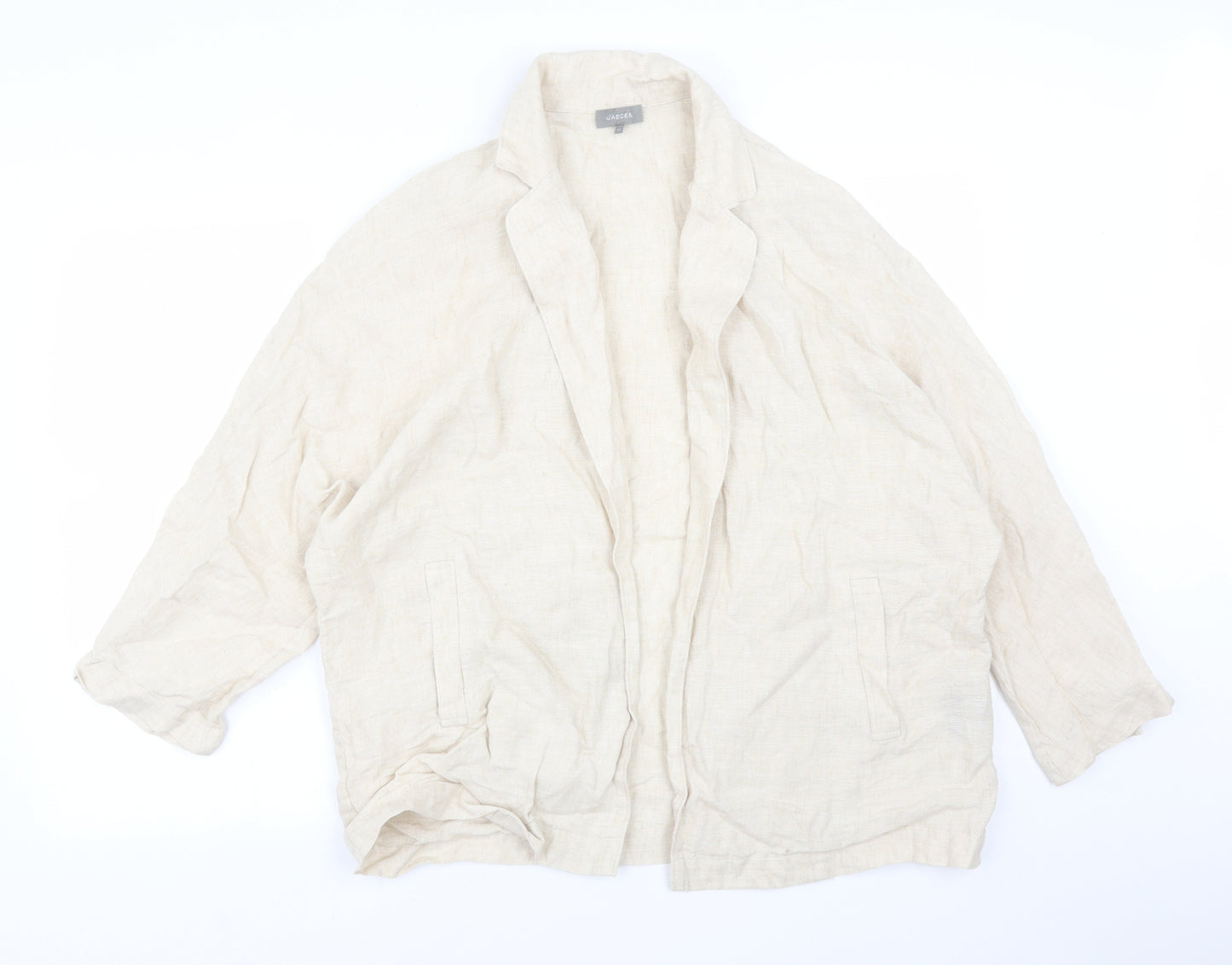 Jaeger Womens Beige  Linen Jacket Blazer Size 14