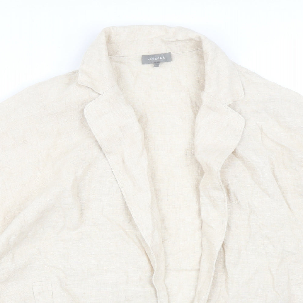 Jaeger Womens Beige  Linen Jacket Blazer Size 14