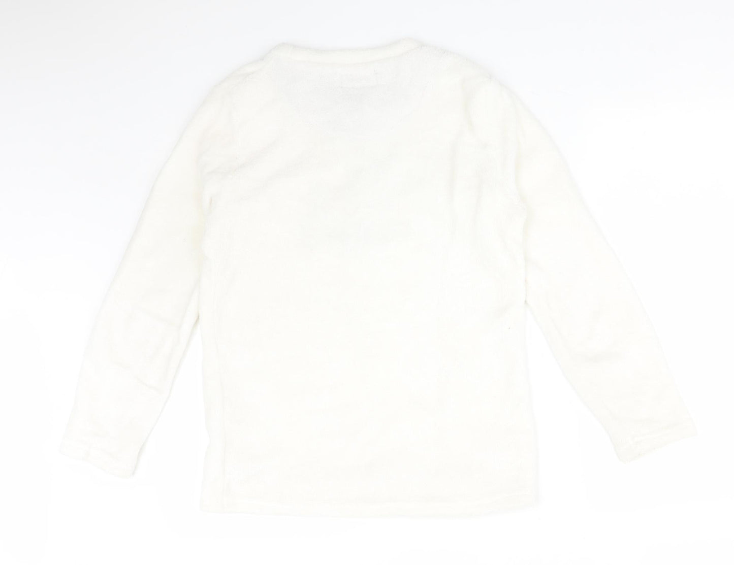 CAUTHUMN FAITH Womens White Solid Polyester  Pyjama Top Size S   - DOG