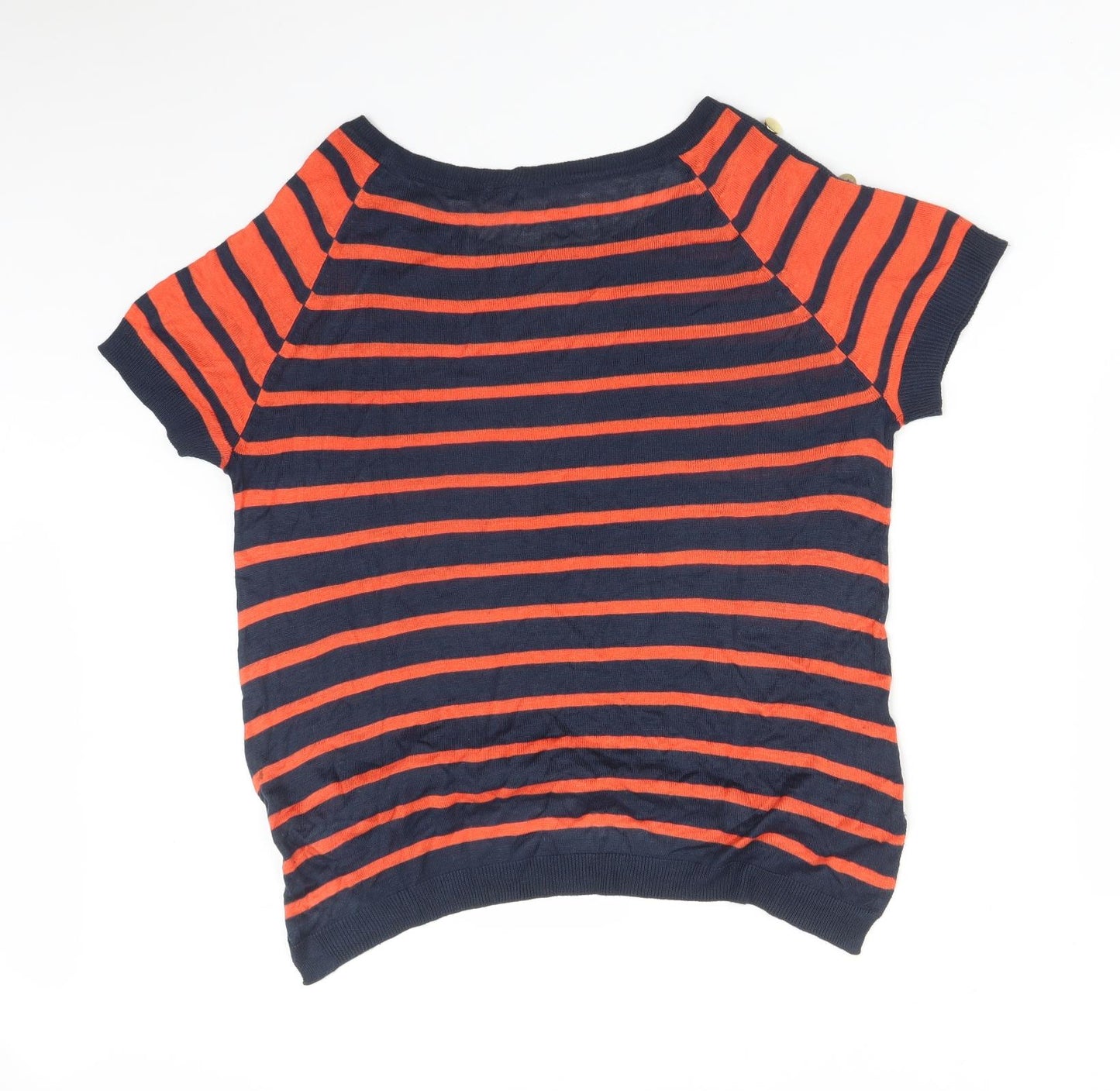 H&M Womens Multicoloured Striped  Basic T-Shirt Size M Round Neck