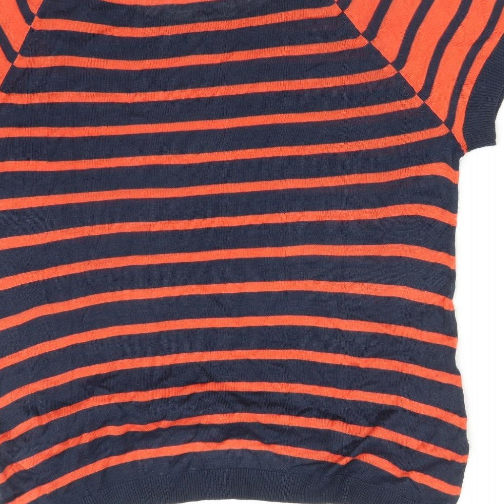 H&M Womens Multicoloured Striped  Basic T-Shirt Size M Round Neck