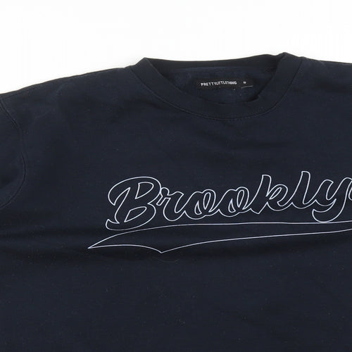 PRETTYLITTLETHING Womens Blue  Polyester Pullover Sweatshirt Size S   - BROOKLYN