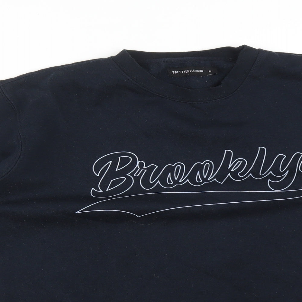 PRETTYLITTLETHING Womens Blue  Polyester Pullover Sweatshirt Size S   - BROOKLYN