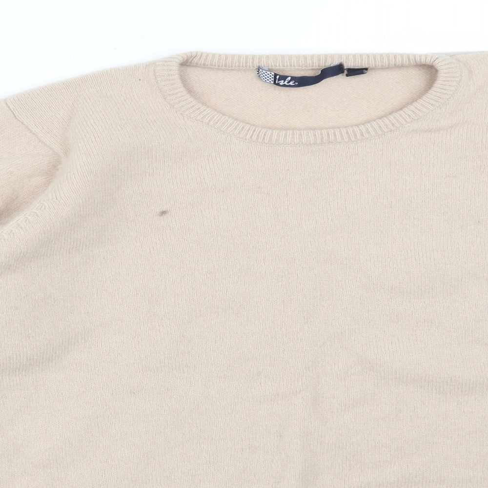 ISLE Womens Beige  Acrylic Pullover Sweatshirt Size L