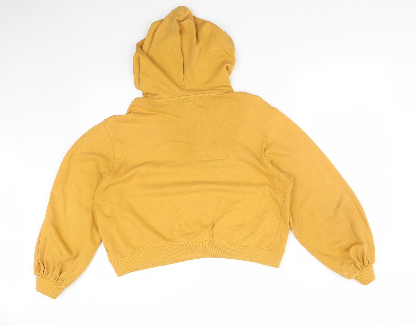 Pull&Bear Womens Yellow  Cotton Pullover Hoodie Size M