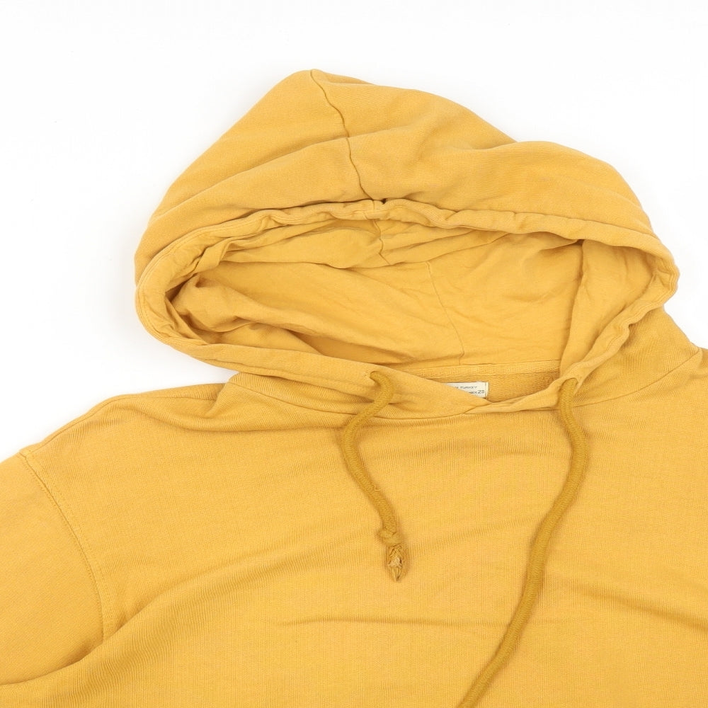 Pull&Bear Womens Yellow  Cotton Pullover Hoodie Size M