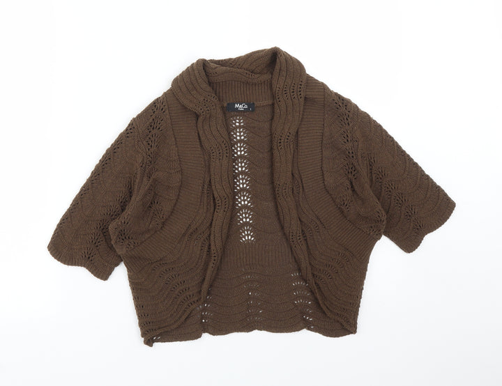 M&Co Womens Brown Geometric Cotton Pullover Jumper Size S
