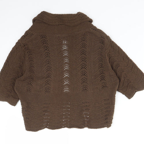 M&Co Womens Brown  Geometric Cotton Pullover Jumper Size S