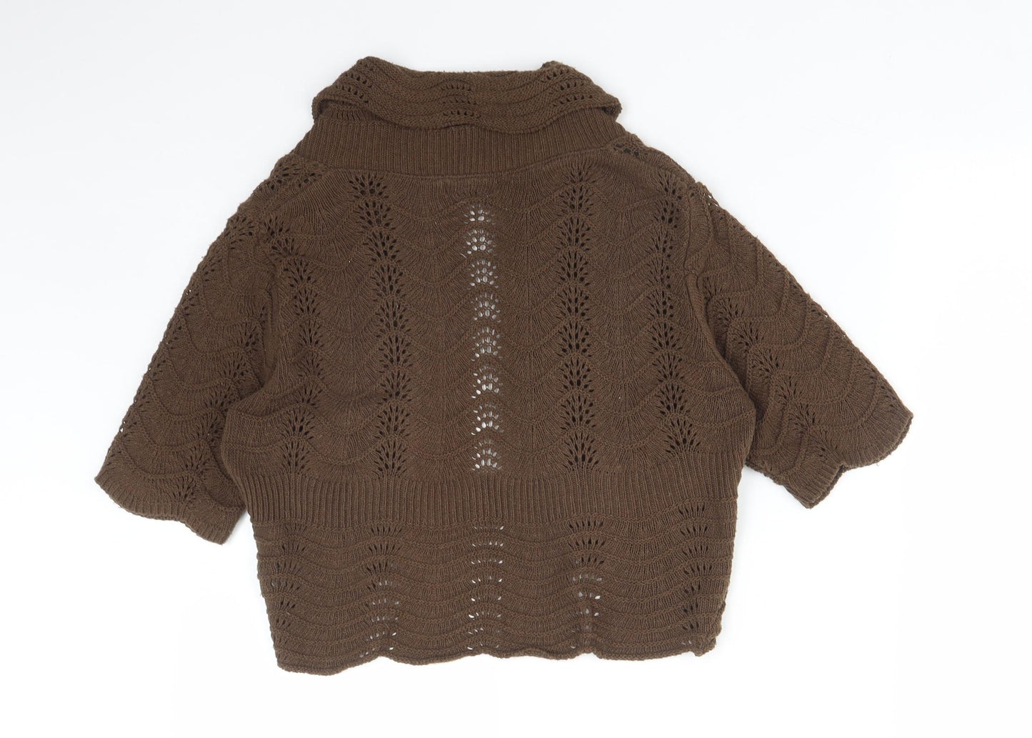 M&Co Womens Brown  Geometric Cotton Pullover Jumper Size S