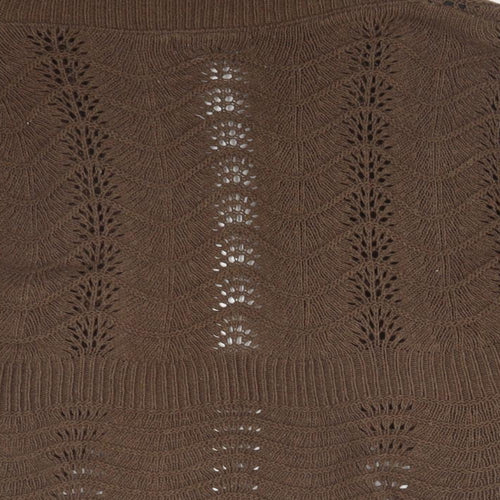 M&Co Womens Brown  Geometric Cotton Pullover Jumper Size S