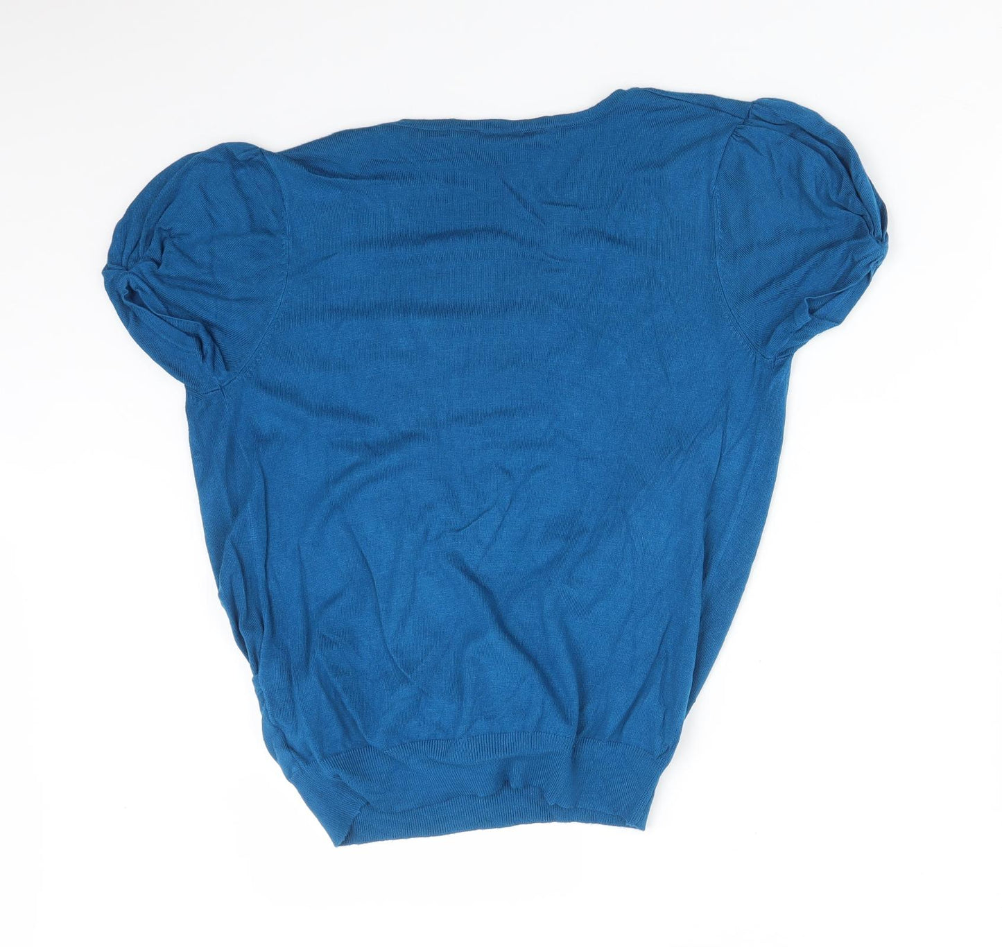Dorothy Perkins Womens Blue  Viscose Basic T-Shirt Size 14 V-Neck
