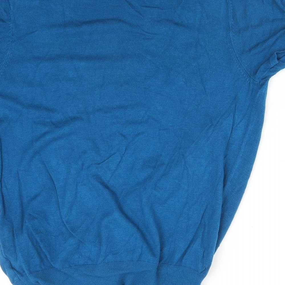 Dorothy Perkins Womens Blue  Viscose Basic T-Shirt Size 14 V-Neck