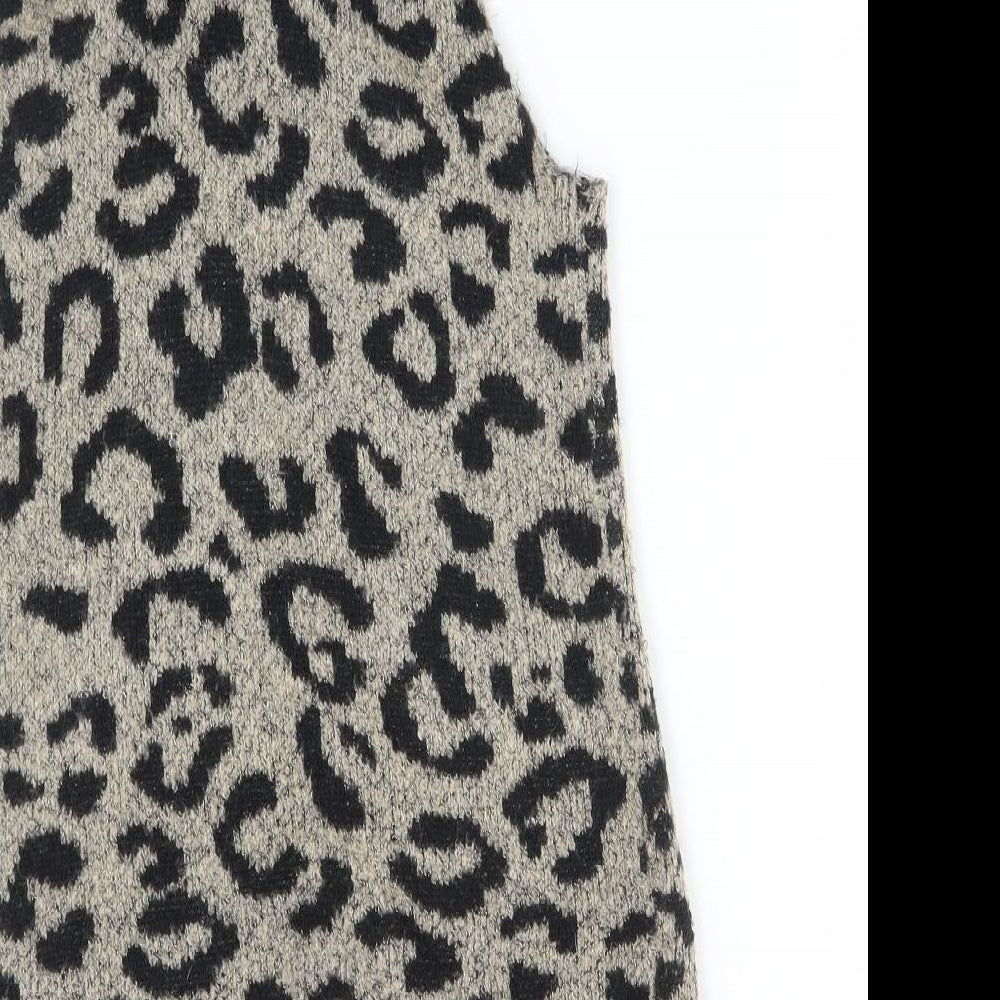 Primark Girls Multicoloured Round Neck Animal Print Acrylic Cardigan Jumper Size 8-9 Years