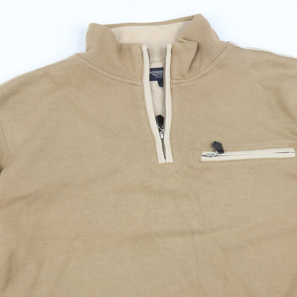 Bosideng Mens Brown High Neck  Cotton Pullover Jumper Size L