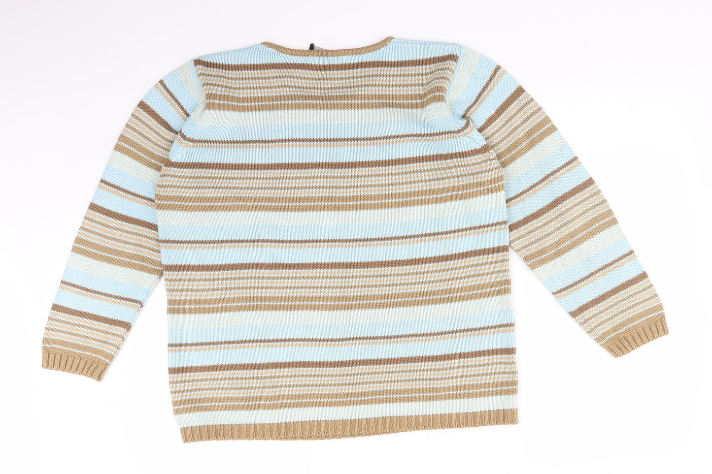 Bianca Womens Multicoloured Striped Cotton Basic T-Shirt Size 16 Round Neck
