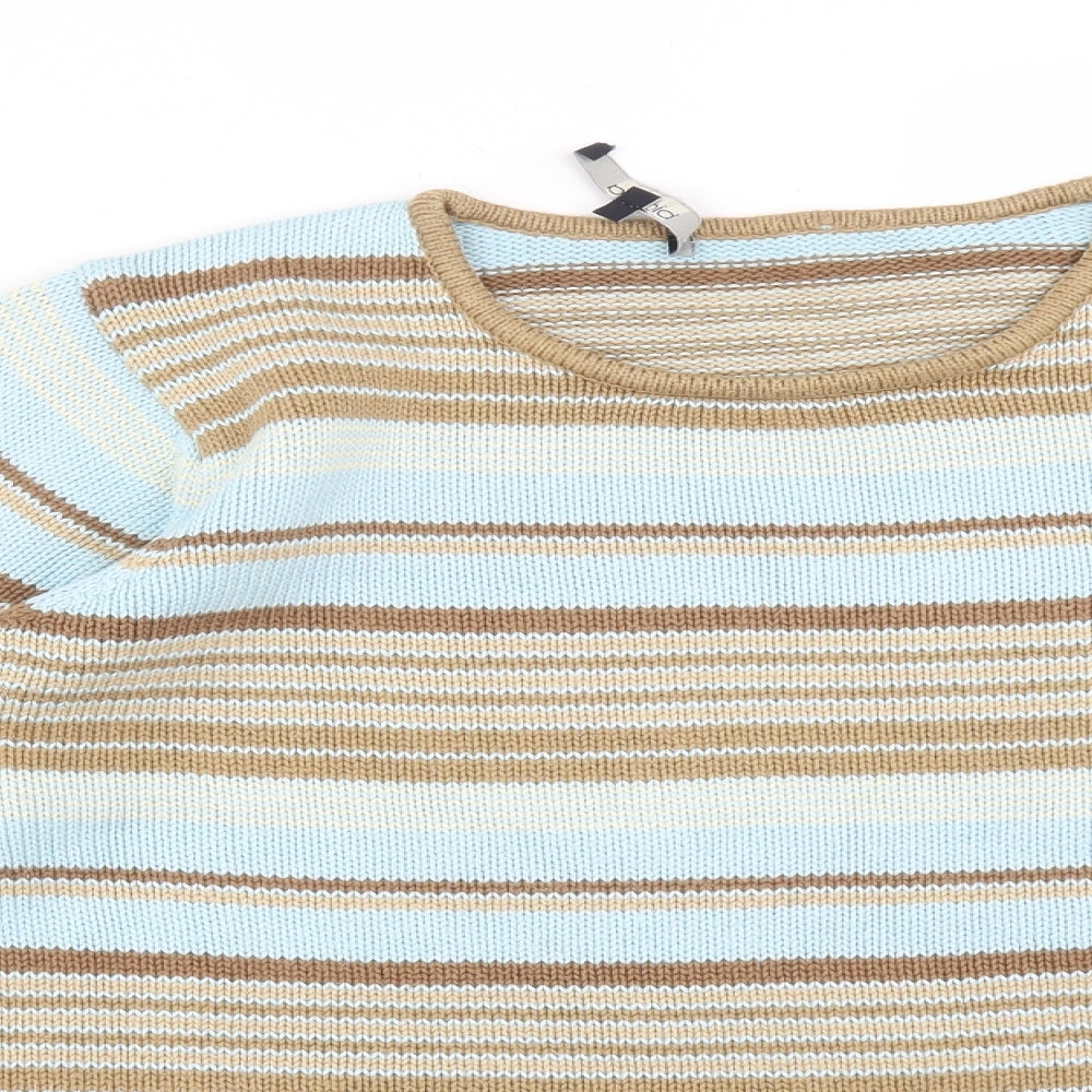 Bianca Womens Multicoloured Striped Cotton Basic T-Shirt Size 16 Round Neck