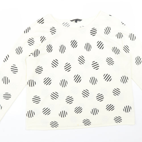 BONMARCHE Womens Multicoloured Polka Dot Acrylic Basic T-Shirt Size 18 Round Neck