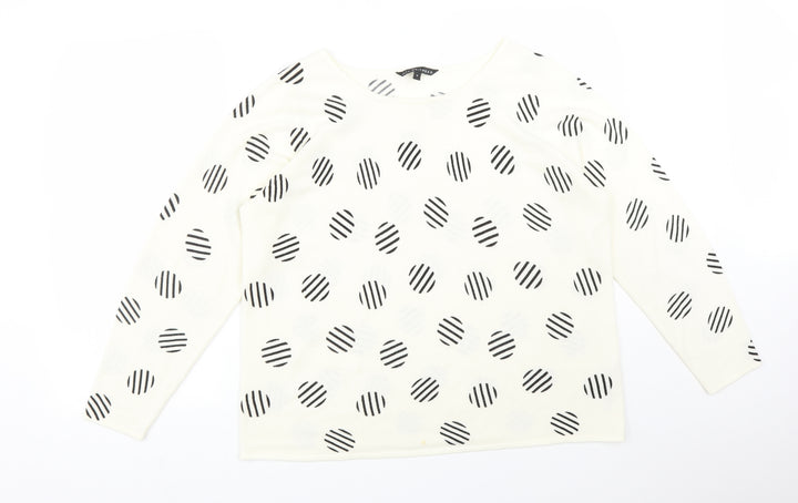 BONMARCHE Womens Multicoloured Polka Dot Acrylic Basic T-Shirt Size 18 Round Neck