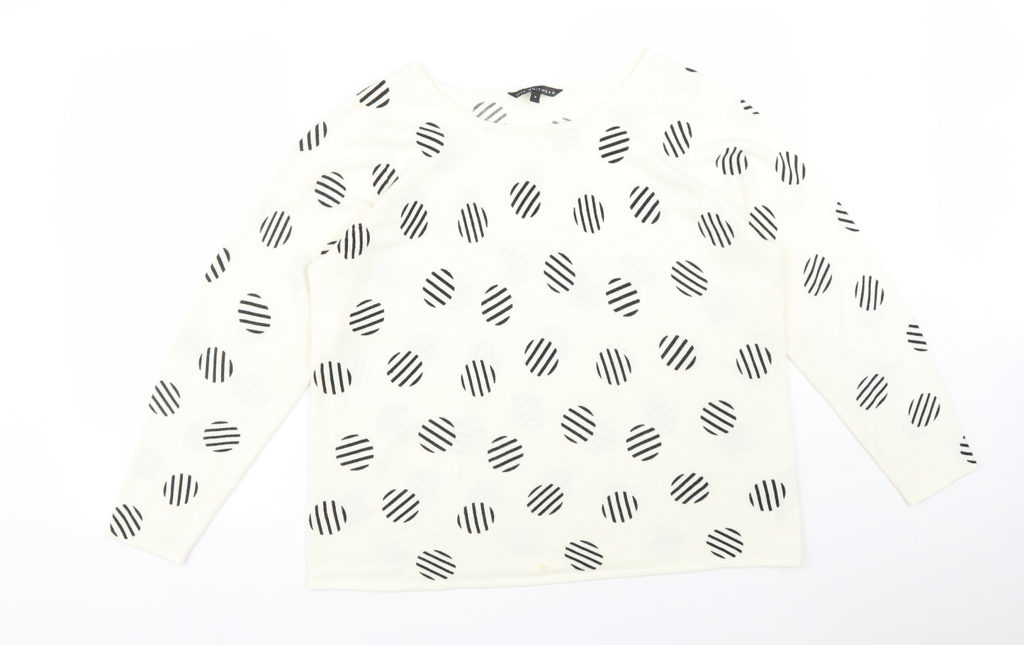 BONMARCHE Womens Multicoloured Polka Dot Acrylic Basic T-Shirt Size 18 Round Neck