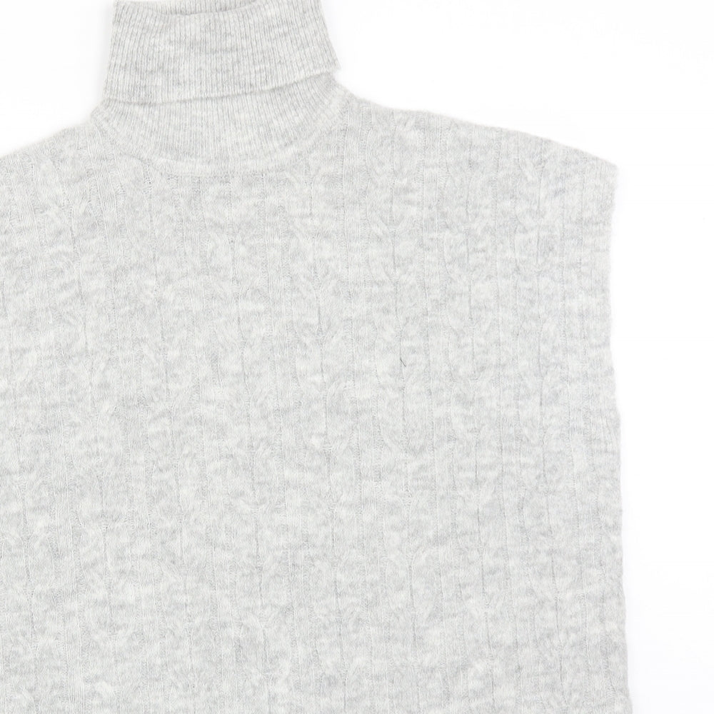 F&F Womens Grey Roll Neck  Acrylic Vest Jumper Size M