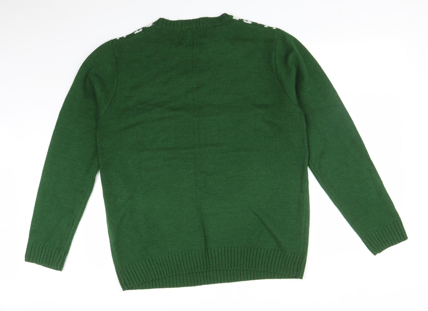 HAVE A JOLLY CHRISTMAS Mens Green Fair Isle Acrylic Pullover Sweatshirt Size XL   - CHRISTMAS PUDDING