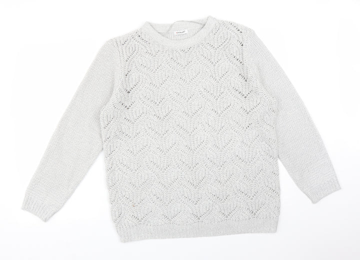 Damart Womens Grey Geometric Acrylic Pullover Sweatshirt Size 20