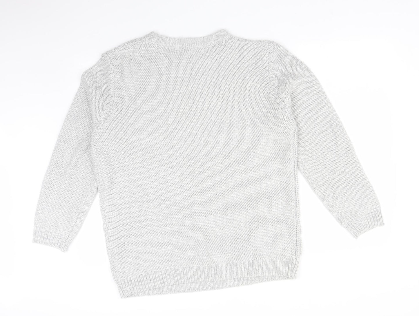 Damart Womens Grey Geometric Acrylic Pullover Sweatshirt Size 20