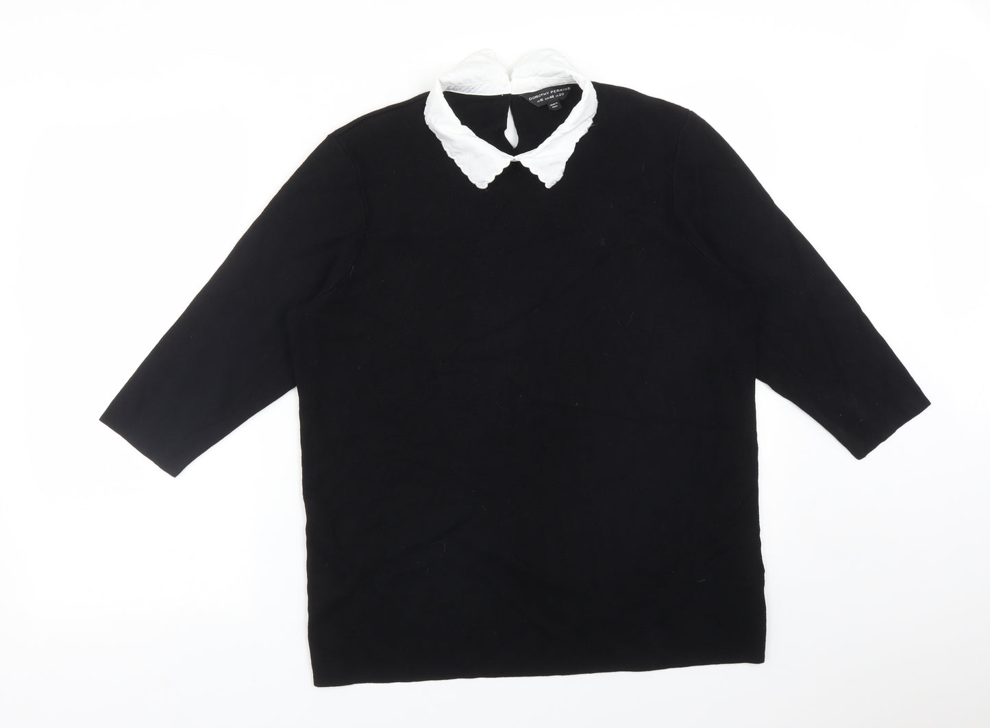 Dorothy Perkins Womens Black  Viscose Basic T-Shirt Size 20 Collared