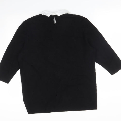 Dorothy Perkins Womens Black  Viscose Basic T-Shirt Size 20 Collared