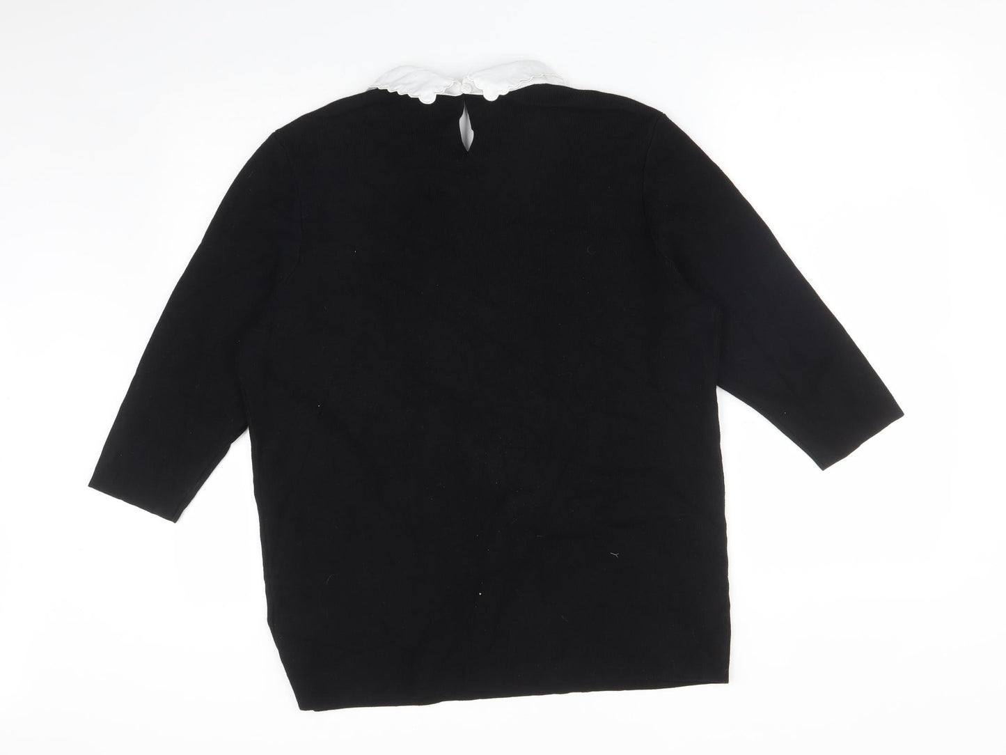 Dorothy Perkins Womens Black  Viscose Basic T-Shirt Size 20 Collared